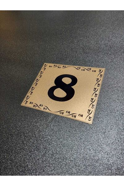 gen رقم الباب 10x12 سم لاصق رقم 8 معدني ذهبي أصفر