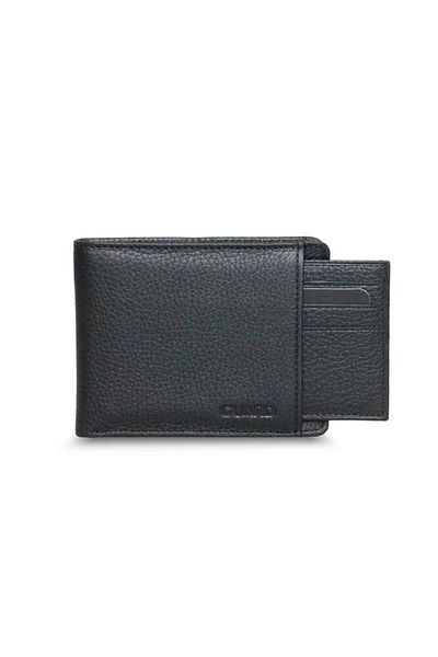 GUARD Black Genuine Leather Men's Wallet with Hidden Card Compartment