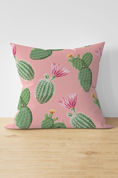 Nish & Royal Digital Printed Modern Suede Pillow and Cushion Cover with Cactu...