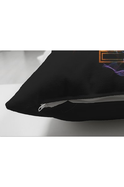 Nish & Royal Reversible Neon Buddha Decorative Suede Pillow Cushion Cover on Black Background