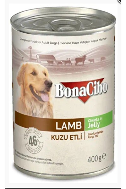 BonaCibo Jöleli Kuzu Etli Yaş Konserve Yetişkin Köpek Maması 4 Adet