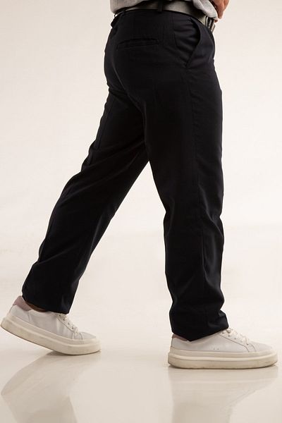 FATELLA Lycra Free Solid Color Pocket Front Zippered Fabric Trousers
