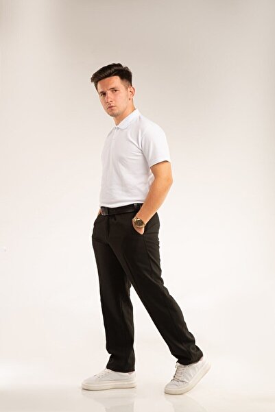 FATELLA Erkek Kumaş Serj Okul Lise Boy Likrasız Düz Renk Cepli Önü Fermuarlı Kumaş Pantolon