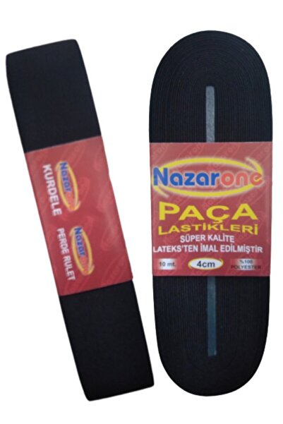 Kezban Tekstil 4 Cm Siyah Bel Paça Don Lastiği Yassı Geniş Lastik 10 Mt Latek...