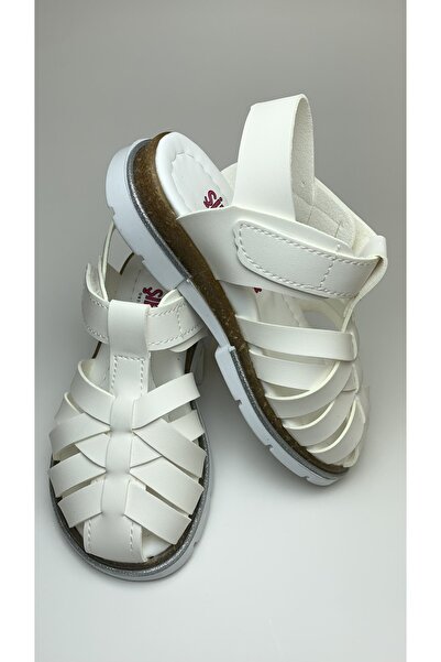 Şirin Bebe Şirinbebe Young Girl White Orthopedic Sandals Comfortable and Velcro
