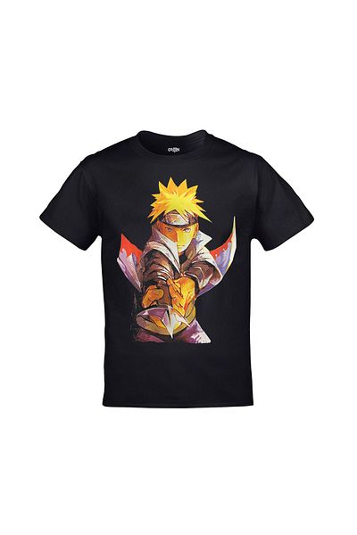 Orijin Tekstil Naruto Spear Anime Printed Unisex Black T-shirt