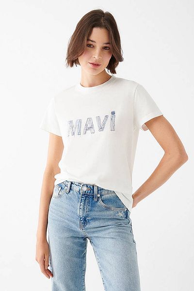 Mavi Tricou bej imprimat cu logo pentru damă 1610814-81964