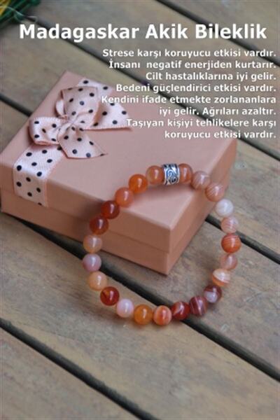 OSMANLI DOĞAL TAŞ سوار طبيعي من حجر العقيق مدغشقر - 8 ملم B187