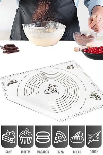 Tilbe Home Large Size White Silicone Dough Rolling Paste - Under the Oven Mat