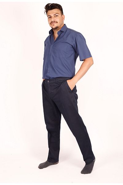 MODA Men's Comfortable Classic Cut Wide Leg Regular Fit Comfort Zippered Linen Trousers Single Color
