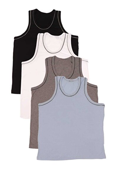 MODA Tricou pentru bărbați, cu mâneci zero, cu bretele groase, cu gât crew, c...