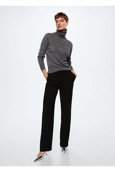 MANGO Woman Straight Cut Fabric Trousers