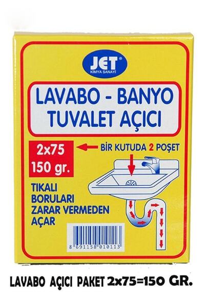 abnturk Jet Lavabo Banyo Tuvalet Ve Gider Açıcı Paket 75 Gr (150 Gr) Bir Kutu...