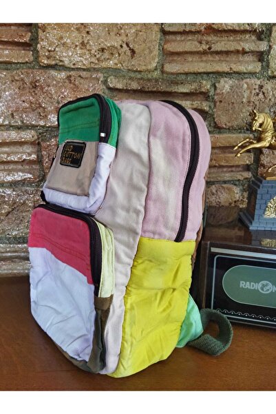 Old Cotton Kullanışlı Çok Renkli Cepli Spor Sırt Çantası
