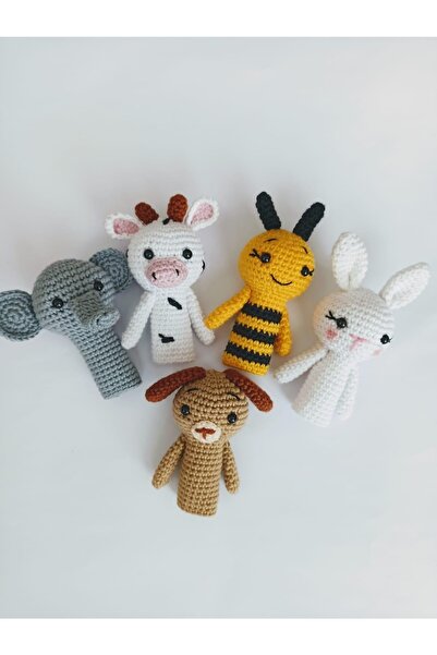 OYUNCAKPARK Minik Hayvan Figürlü Parmak Kuklaları Amigurumi Organik Oyuncak