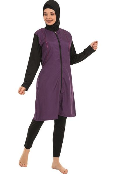 Form Angel Women's Zippered Tights Full Covered Hijab Swimsuit 1500-5