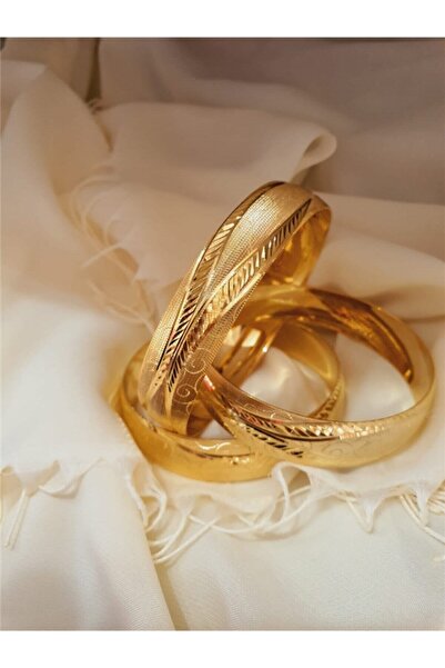 barisiva gold 22 Ayar Altın Kaplama Kadın 2 cm Eninde Bilezik