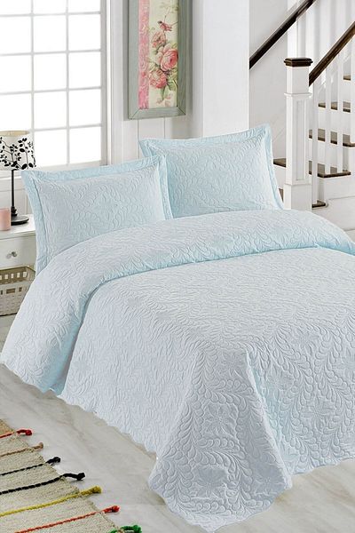 Örtüm Ivy Double Plain Color Bedspread Set Mint Green