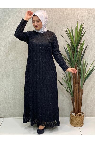 Butik büyük beden Simli Düz Payet Elbise