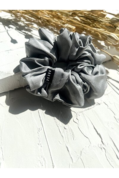 Handmade Hairpin Matte Satin Medium Size Scrunchie Light Grey