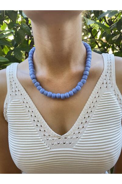 wanwa aksesuar قلادة زجاجية أرجوانية