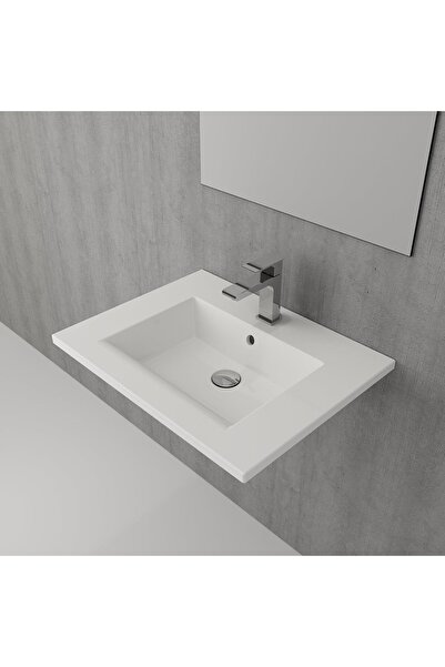 Bocchi Mılano Etajerli Lavabo 60 Cm - Parlak Beyaz - Herma Daisy Kuğu Lavabo Set