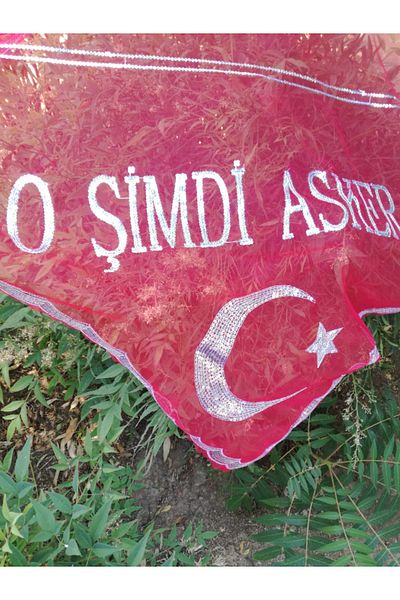 Burak Askeri Malzeme Red and White Crescent We Are O Simdi Soldier Written Embroidered Quality Float