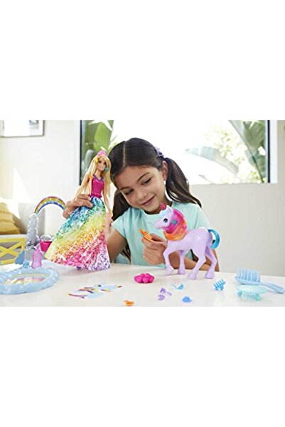 Barbie Dreamtopia Bebek Ve Tek Boynuzlu At, Renk Değiştiren Tuvaletiyle Tek B...