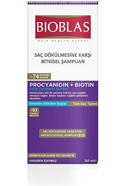 Bioblas 360 Ml Shampoo Containing Procyanidine and Biotin - Anti-Stress