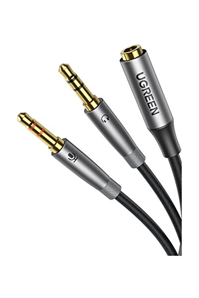 Ugreen Aluminyum Örgülü 3.5mm Kulaklık Ve Mikrofon Ayırıcı Kablo