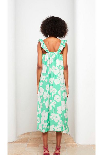LC Waikiki Lcw Vision Damenkleid mit Herzkragen und Blumenträgern