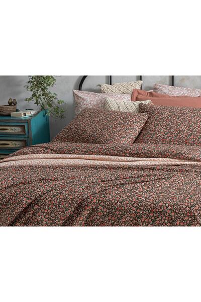 English Home Set de lenjerie de pat King Size Floweret din bumbac 240x220 Cm negru