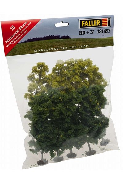 Faller 1:87 Ho N Scale Model 15 Pieces Mixed Tree Set -181497