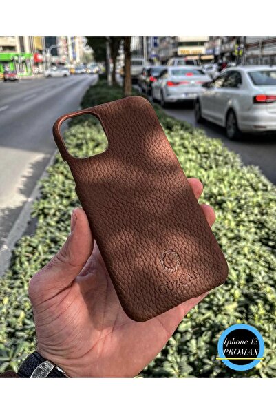 CüzCan Brown Iphone 12 Promax Hakiki Deri Telefon Kılıfı