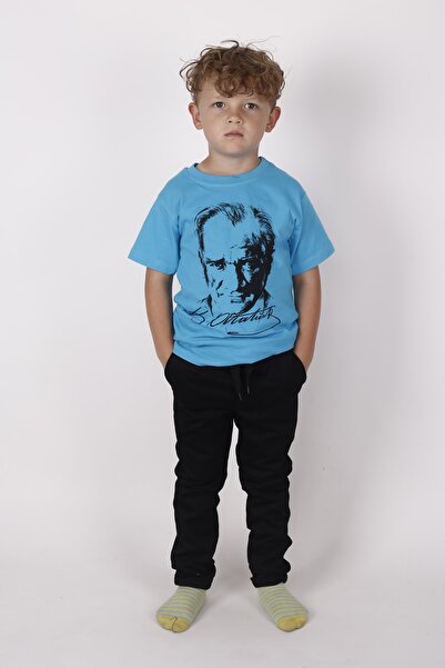 nacar çarşı Унисекс детски панталон с къс ръкав и щампа на Ататюрк за специал...