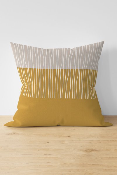Nish & Royal Striped Retro Design Digital Printed Decorative Suede Pillow Thr...