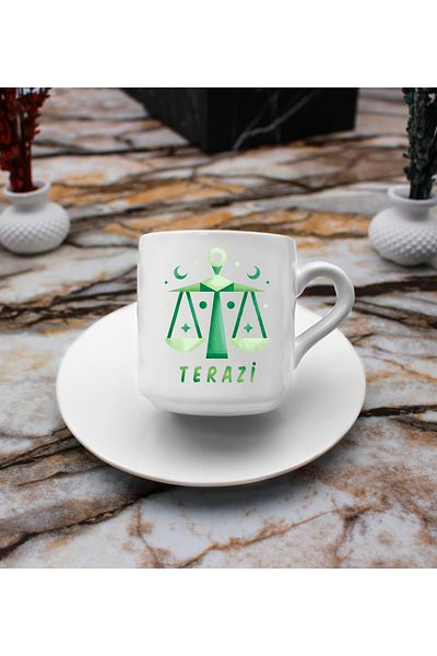 vegahediye v vega Libra Zodiac Design Sublimation Turkish Coffee Cup