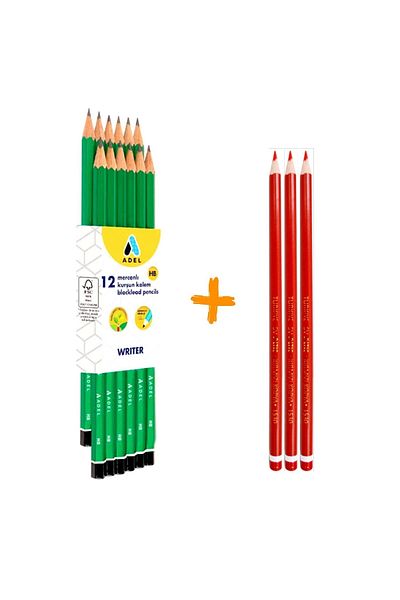 Adel Writer Coral Pencil 12 Pieces and Red Copy Pencil 3 Pieces