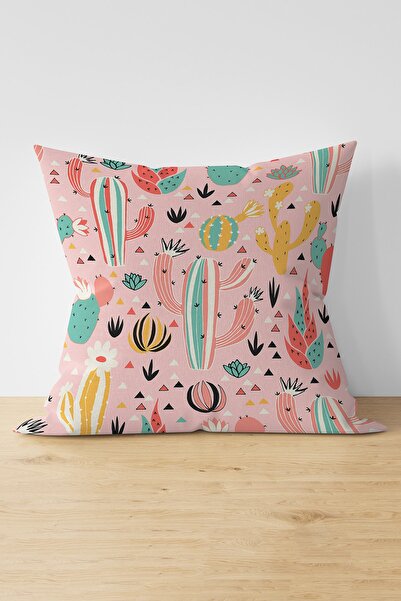 Nish & Royal Digital Printed Modern Suede Pillow and Cushion Cover with Cactu...