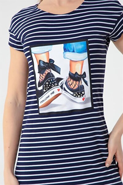 Lafaba Női sötétkék ruha oldalán hasítékokkal