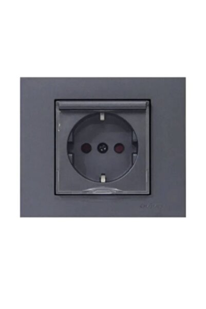 OVİVO Grano Füme Kapaklı Topraklı Priz Çerçeveli