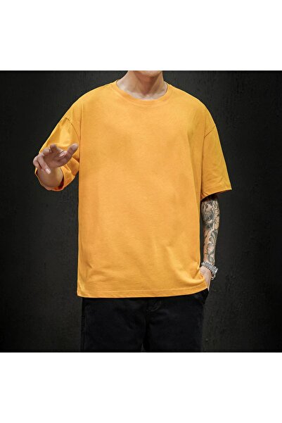 efraim giyim Žuta Oversize kroj Oval kroj Muškarci T-shirt 2022