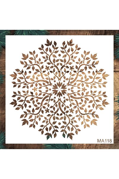 STENCİLTASARIM Stencil Tasarım Ma118 Mandala - Dekoratif Duvar Ve Eşya Boyama Şablonları 50x50 Cm