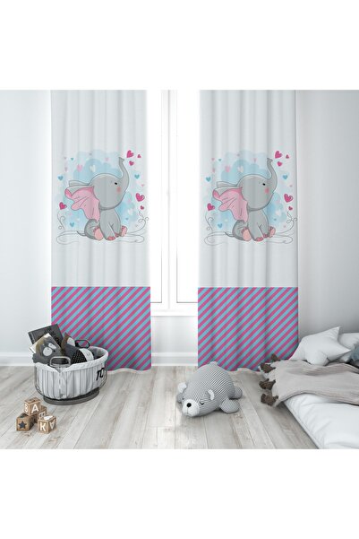 BAMBAŞKA MODA Slatki slon sa dva krila za sobu za bebe i decu Zavesa za drape...