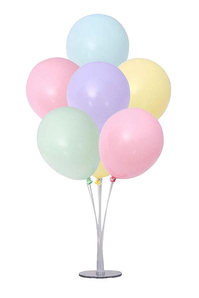 Kazanabil Standing Balloon Stand and Set of 7 Mixed Colored Macaron Balloons