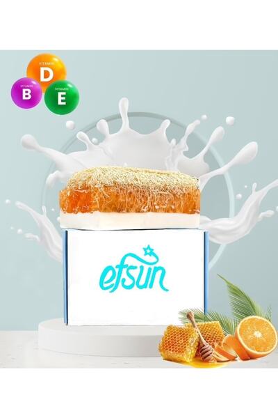 Efsun Premium %100 El Yapımı Doğal Kabak Lifli Eşek Sütlü & Ballı Gliserinli Sabun 4'lü Set