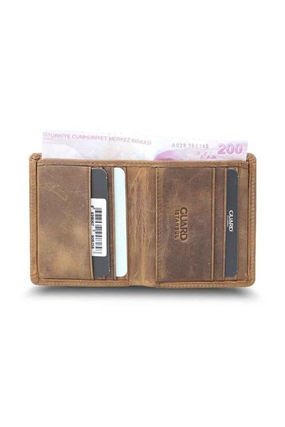 GUARD Tan Crazy Minimal Sports Leather Men's Wallet