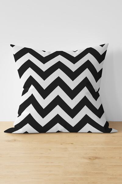 Nish & Royal Double Sided Modern Zigzag Patterned Digital Printed Decorative ...