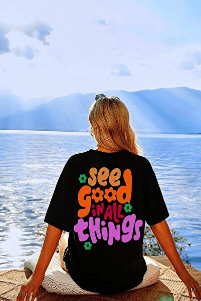 Machetta Γυναικείο μπλουζάκι Black See Good Oversize με στάμπα