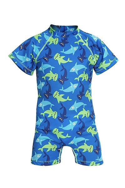 Remsa Mayo UV Proof Jumpsuit Short Sleeve Shorts Kids Baby Swimming Swimsuit C64 Shark Shark